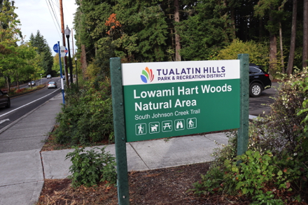 Lowami Hart Woods Natural Area entrance sign